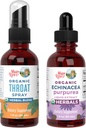 MaryRuth Organics Throat Spray (Unflavored) & Echinacea Purpurea Drops • 124; USDA Organic, Clean Label Project Verified ® - 124; Vitaminer for That Relief, Immunitet & Samlet sundhed • 124; Vegan, ikke-GMO