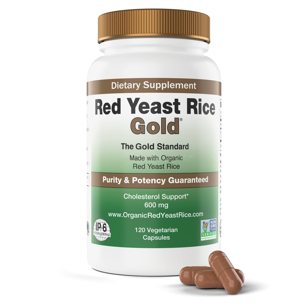Lavet med 600 mg økologisk rød gær ris - IP6 International - 120 vegetariske kapsler