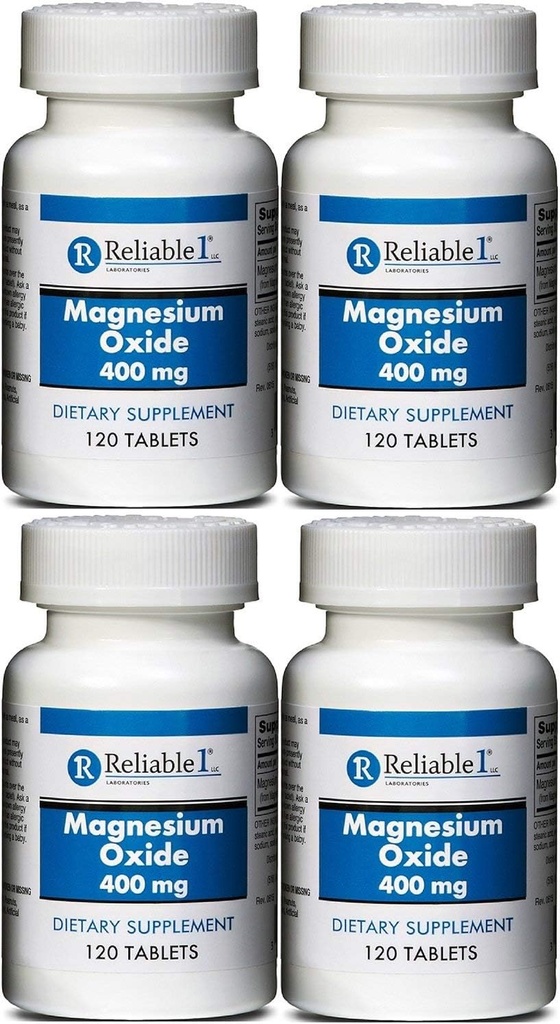 Magnesiumoxid 400 mg Kosttilskud tabletter Generisk MegOx 120 tabletter pr. flaske pakning med 4 stk.