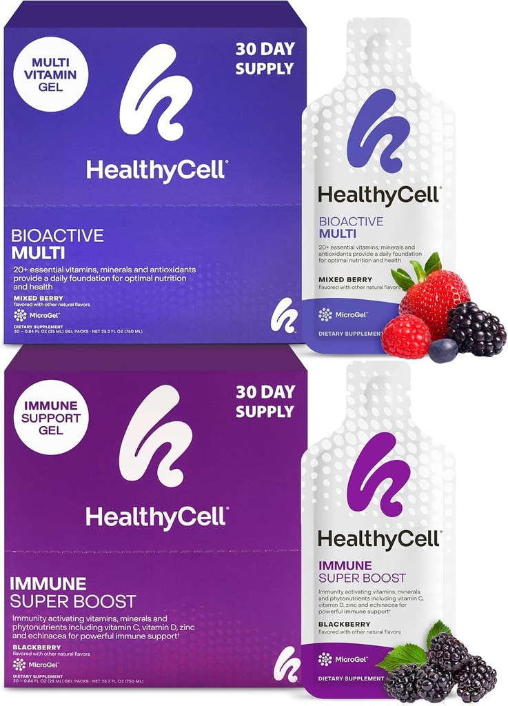 Healthycell immun Super Boost tillæg + Bioactive Multivitamin for kvinder & mænd Bundle