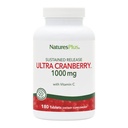 Natures Plus Ultra Cranberry 1000, Vedvarende udgivelse - 1000 mg - Natural Cranberry med C-vitamin - fremmer Urinary Tract Health - 180 Vegetariske tabletter (90 Servere)