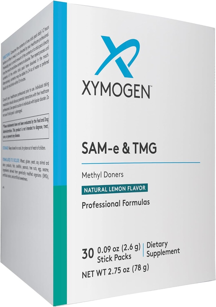 XYMOGEN SAM- e & TMG - Trimethylglycin, SAM- e 400mg, og Calcium supplement - lever og mad Support - Gluten Free, Vegan & Non GMO (30 Servere)