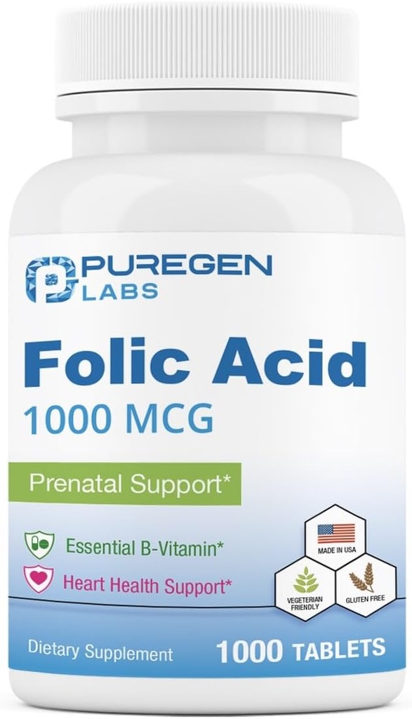 Puregen Labs Folinsyre 1000 mcg Tabletter