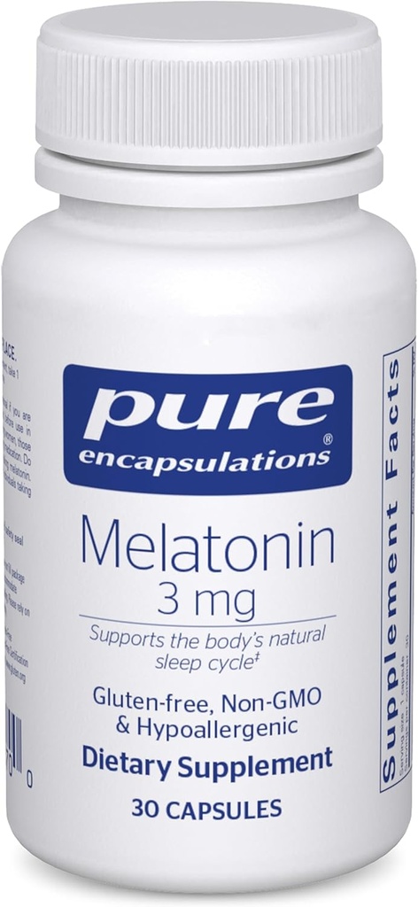 Ren indkapsling Melatonin 3 mg - antioxidant supplement til støtte naturlig søvn & lindring af lejlighedsvis søvnløshed - for naturlig søvnstøtte * - 30 kapsler