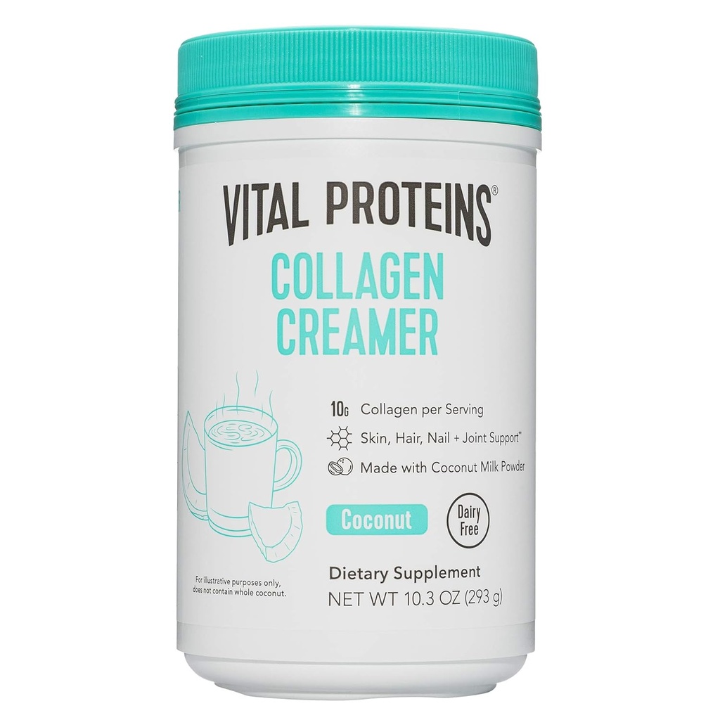 Vital Proteins Collagen Coffee Creamer, Non Dairy & Low Sugar Powder med Collagen Peptider Supplement - Support Sund Hår, Hud, Nails med Energi- Boosting MCTs - Kokosolie 10.3oz