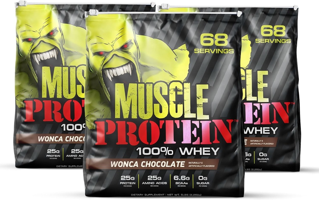 COLOSSAL LABS Muscle Whey Protein Flavored Protein Powder, 25. 000mg Aminosyrer / servering, koldfiltret (Packaging May Vary) (15 Pund (Pack of 3), Chokolade)