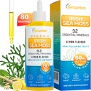 Sea Moss & Ashwagandha Root Drops - 10X Stærkere Seamoss & Ashwagandha til kvinder & mænd, Sea Moss Drops til mad, Immunitet, fordøjelsesbesvær, energi, hud, hår fælles Lemon Flavour - 80 Servering