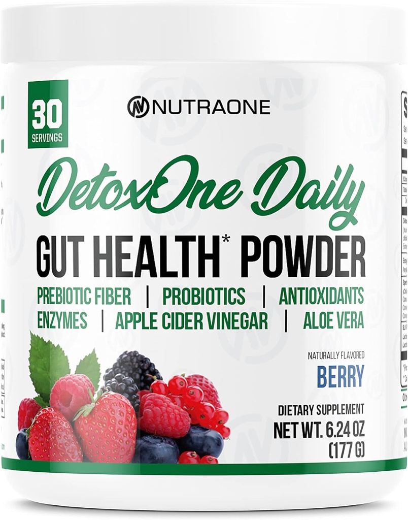 DetoxOne Daily Gut Health Powder for Weight Loss​ | ​Daily Detox Cleanse Supports Normal/Health Digestive Function*| Promotes Detoxification*, Boost Energy​ & Improves Nutrient Absorption*