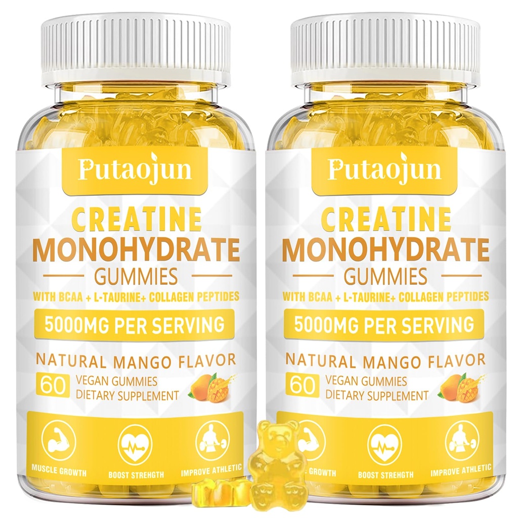 Creatinmonohydrat med vitaminer D3 & B12; sukkerfri hydrolyseret kollagen & creatinine gummier