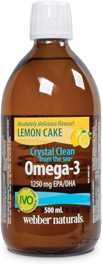 Webber Naturals Ocean Pure Omega-3 flydende fiskeolie - Lemon kage 500 ml
