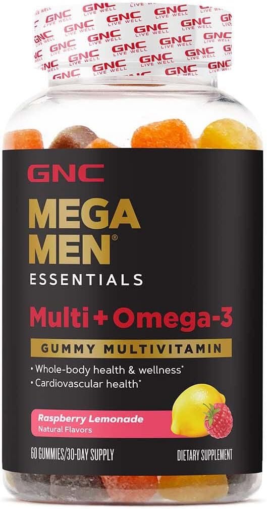 GNC Mega Mænd Essentials Multi Plus - Omega 3 Gummy, 60 ct