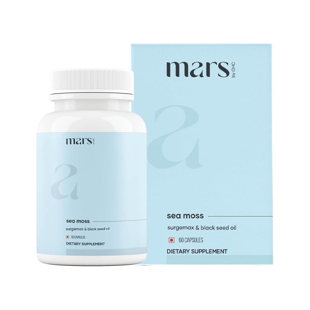 Mars Sea Moss Caps Surge Natural (60N) Yep 124; Pakket med 84 Essential Minerals Yep 124; Drevet med Black Seed Oil, Surgemax & Vitamin D3 Yep 124; Samlet velvære - pakke med 1