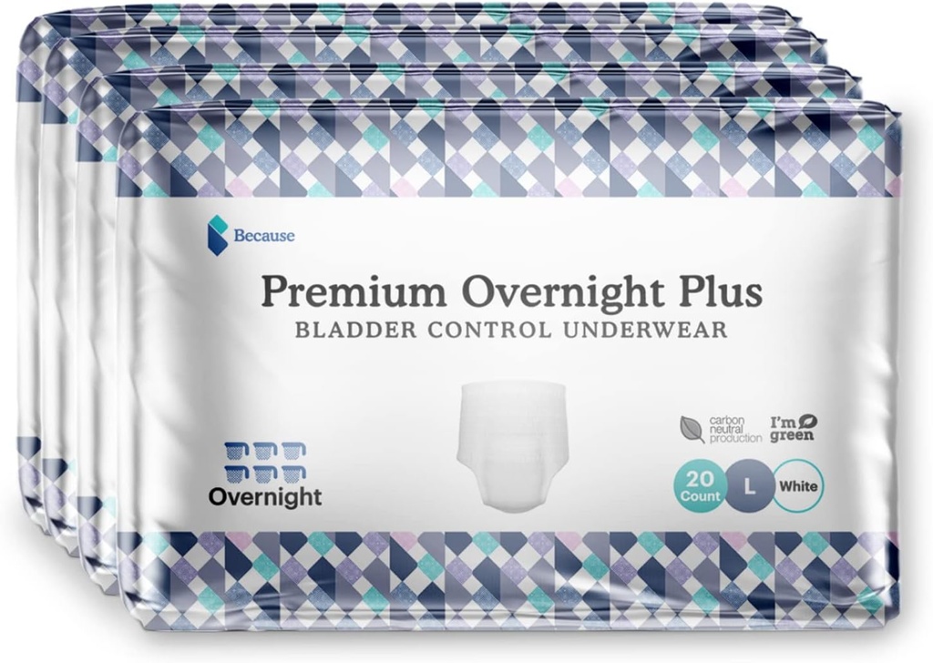 Fordi Unisex Premium Overnight Plus Pull Up Underwear - Ekstremt Absorbent, Soft & Komfortabel Nighttime Leak Protection - Hvid, XX-Stor - Absorber 6 Cups - 10 Greve