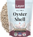 Mile Four Oyster Shell for kyllinger - Calcium supplement til kyllinger, 100% Natural Kalksten Calciumcarbonat, Stærk Eggshell & Ben Booster, 4 lbs