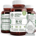 Naturlige Nutra Vitamin B12 1000 mcg, Promote Heart & Nerve Health, Cobalamin B12 Supplement, Calciumfosfat, Hjælp i Metabolisme Sundhed, Optimal Absorption, Gluten Free, Sugar Free, 100 Vegan Tablets