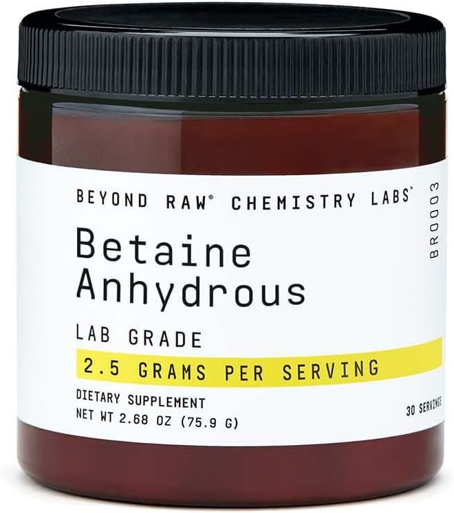 BEYOND RAW Kemi Labs Betaine Anabolske Pulver • 124; understøtter normal cellevækst, sundt hjerte-kar-system, og lever sundhed • 124; 30 Serveringer