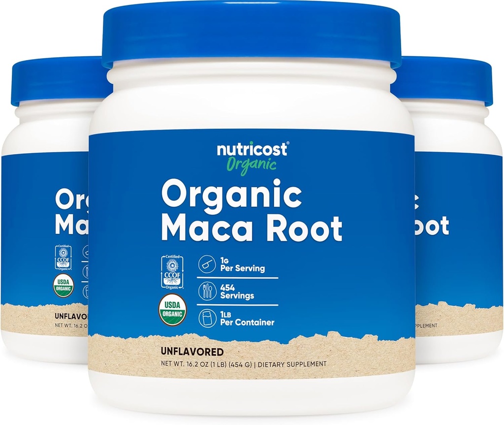 Nutricost Organic Maca Root Powder (1LB Hver) (3 Pack)