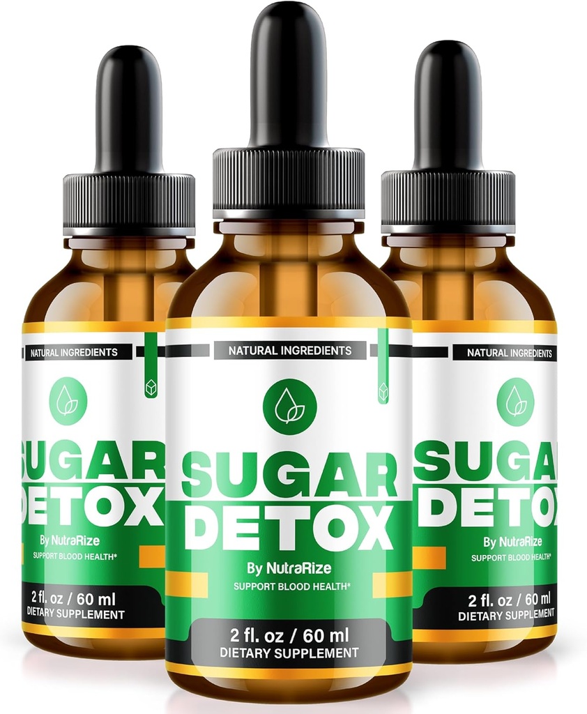 NutraRize (3 Pack) Sugar Detox Drops, SugarDetox Drops, 21-dages Sugar Detox Challenge, All- Natural Liquid Cleanse for Begyndere, Premium Blood Formel Gotas Anmeldelser (90 Servere)
