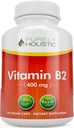 Rent holistisk B2-vitamin Riboflavin 400mg - 240 Veganske kapsler, 8 måneders forsyning - høj styrke B2 vitaminer - Ikke GMO & Gluten fri - understøtter energiproduktion & cellulær sundhed