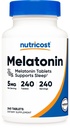 Nutricost Melatonin 5mg, 240 tabletter - 5mg per servering, non- GMO, gluten fri