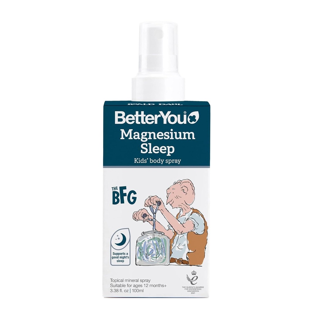 BetterYou Magnesium Sleep Kids Body Spray - Afslappende Magnesium Chloride Spray For Kids - fremmer en rolig søvn - Lavendel Essential Oil - 3.38 oz