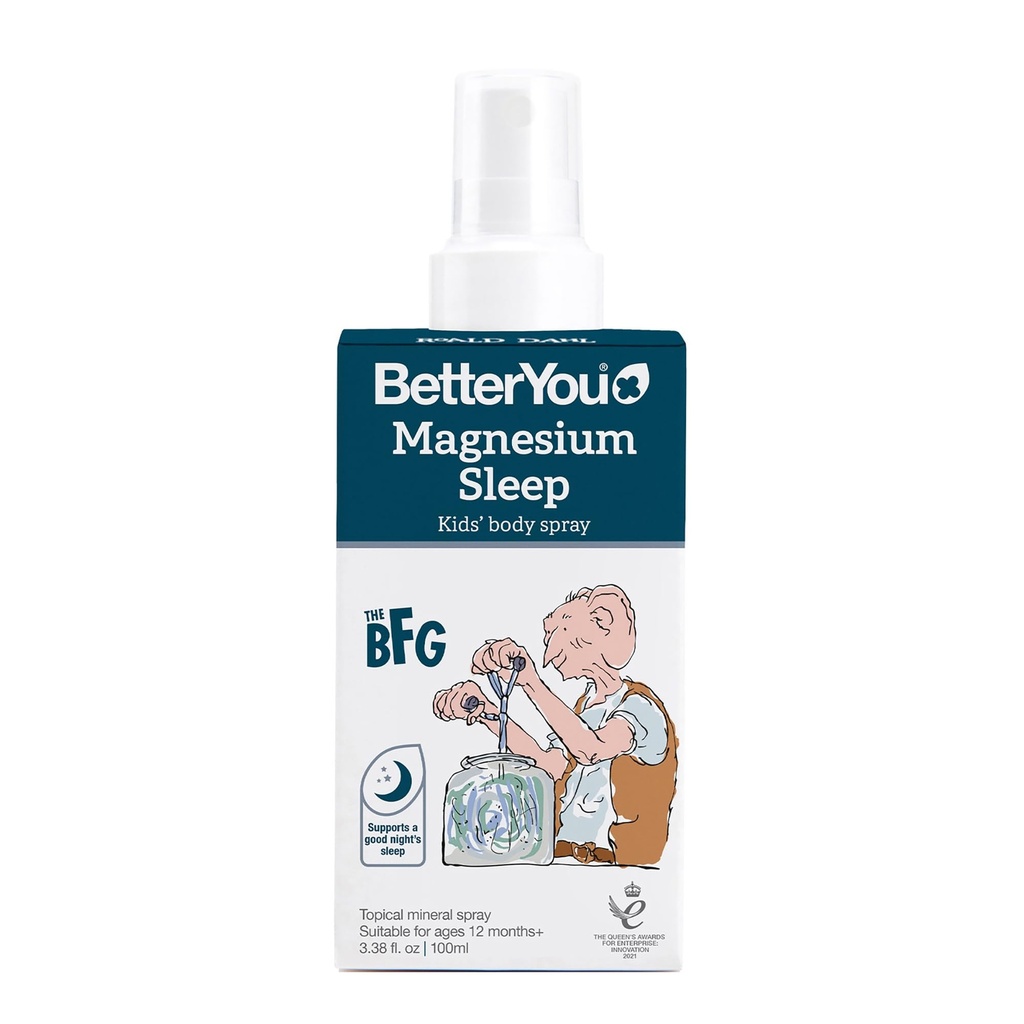 BetterYou Magnesium Sleep Kids Body Spray - Afslappende Magnesium Chloride Spray For Kids - fremmer en rolig søvn - Lavendel Essential Oil - 3.38 oz