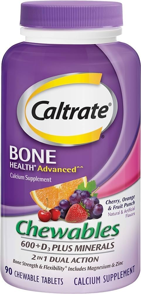 Caltrat Calcium & vitamin D3 Supplement 600 + D3 Plus mineral tyggetabletter, 90 Greve (pakke med 2)