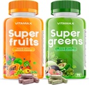 Vitamax Super Frugt og Grøntsager Kosttilskud - Hele Superfood Vitaminer & Mineraler - 90 Veggie og 90 Frugtkapsler til kvinder, mænd og børn - Sojafri - Made in USA