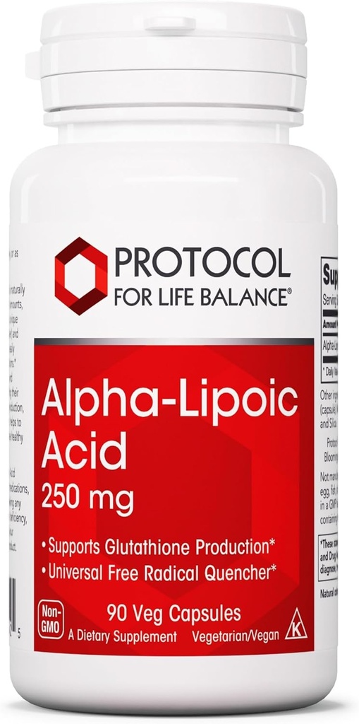 PROTOKOL FOR LIV BALANCE Alpha- Lipoic Acid Supplement - 600mg ALA - Oxidativ Stress Quencher, Blood Flow & Heart Health - Kosher & Dairy Free - 60 Veg kapsler