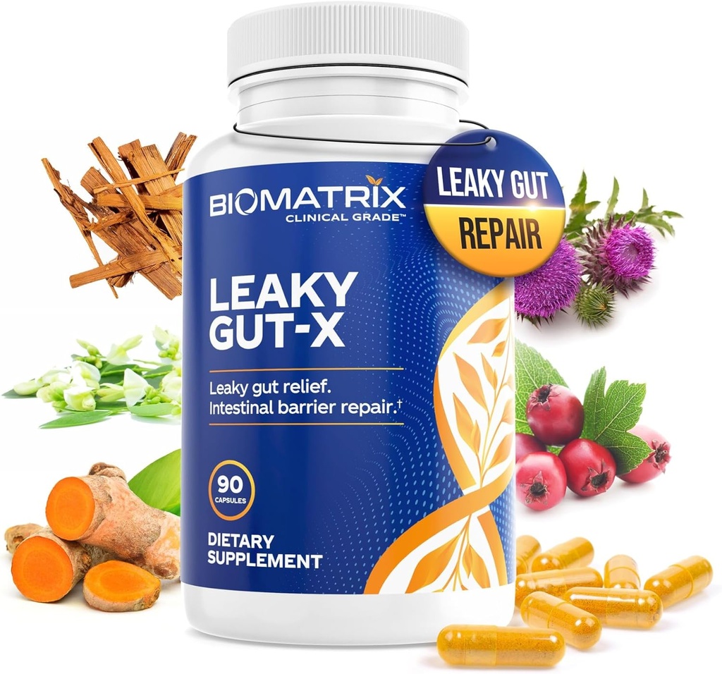 Intestinal reparation supplement med Glutamin og urter til Leaky Gut, Prebiotic Support, Relief from Bloating, Gas, Forstoppelse Budding 124; SIBO Budding 124; Veggie Caps Budding 124; 60- Day Supply - Leaky Gut- X