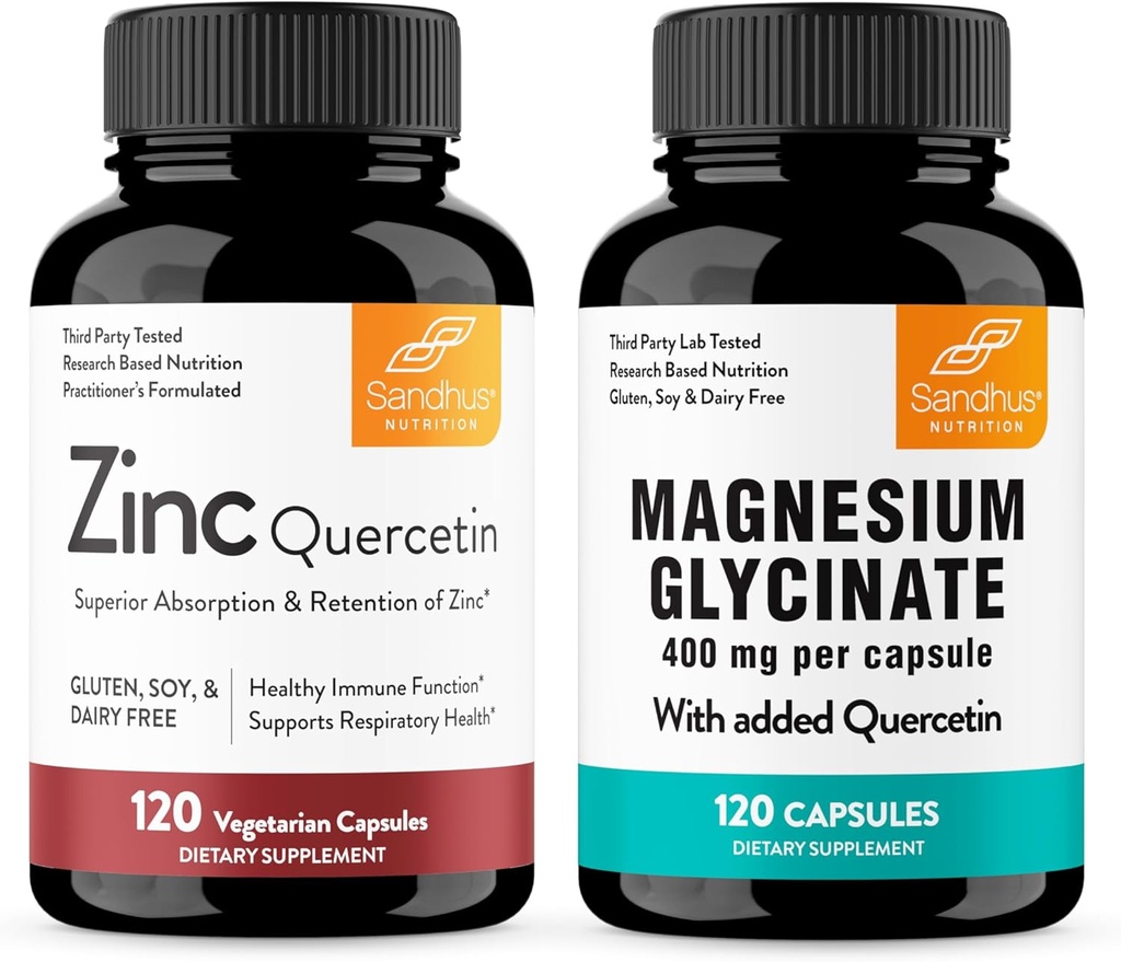 Sandhu's Zinc Quercetin & Magnesium Glycinate Complex with Quercetin Capsules | Supports Immune, Muscle Health & Quality Sleep