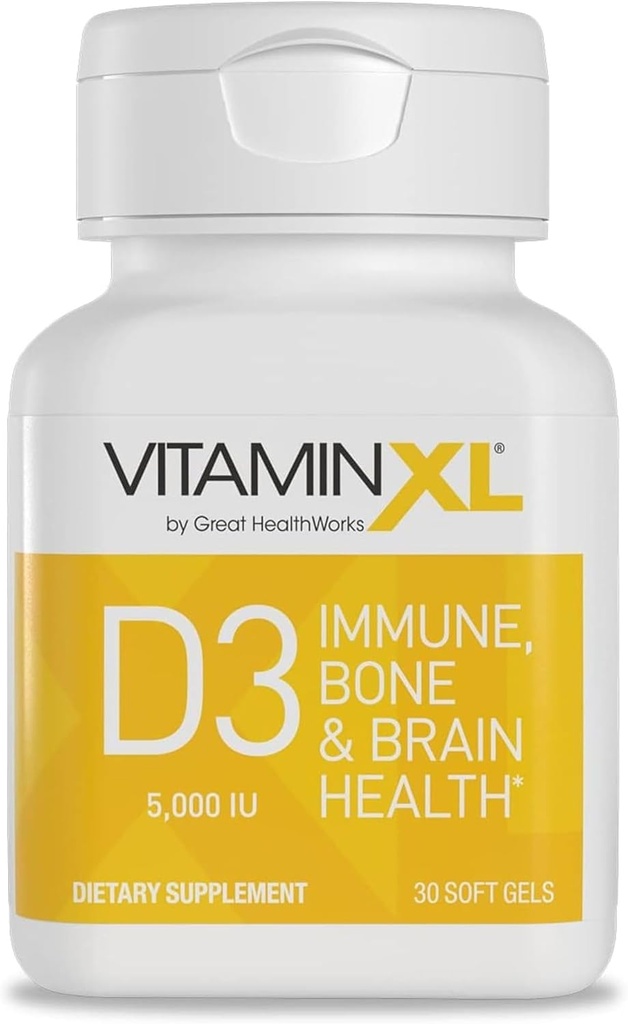 OmegaXL VitaminXL D3 High Potency Daily Vitamin D 5000 IE 125mcg immunsupportsupplement - fremmer sund muskelfunktion & stærke knogler - Non- GMO, Gluten- Free - 30 Softgels