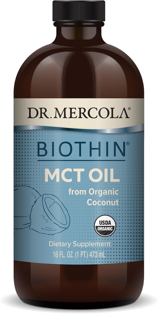 Dr. Mercola Biothin Organic MCT Oil, Om 31 Servere (16 Fl. Oz.), Ikke GMO, Gluten Free, Soy Free og USDA Organic
