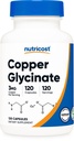 Nutricost kobber glycinat kapsler (120 kapsler, 3MG kobber per servering) - ikke GMO, Vegan