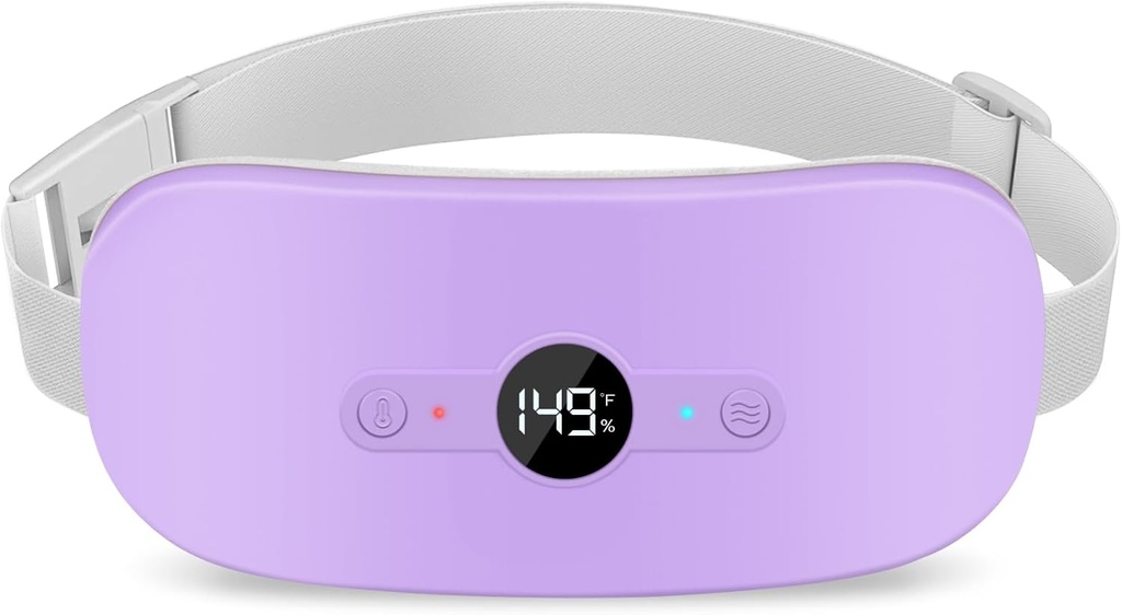 NOWWISH opvarmning Pad for Periode Cramps Smerte Relief, Bærbar elektrisk Cordless Menstruel opvarmning Pad Genopladelig med 6 Varmeniveauer og 6 Massage Modes, Julegaver til kvinder Teen Girls, Lilla