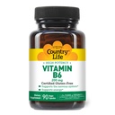 Country Life Vitamin B-6, High Potency, Understøtter energi og nervesystemet, 200mg, 90 Vegan kapsler, Certificeret Gluten fri, Certificeret Vegan, Certificeret Halal...