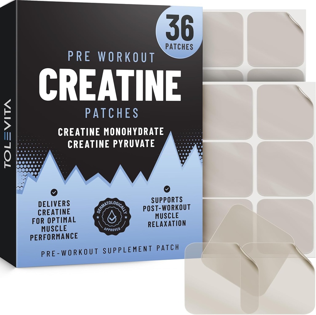Pre Workout Creatinine Patches - 36 Pcs Note 124; Creatinine Monohydrat & Pyruvate Budd124; Energistøtte & Muscle Recovery Budd124; Easy- to- Use Adhesive Patches for Gym, Fitness, og Aktiv livsstil