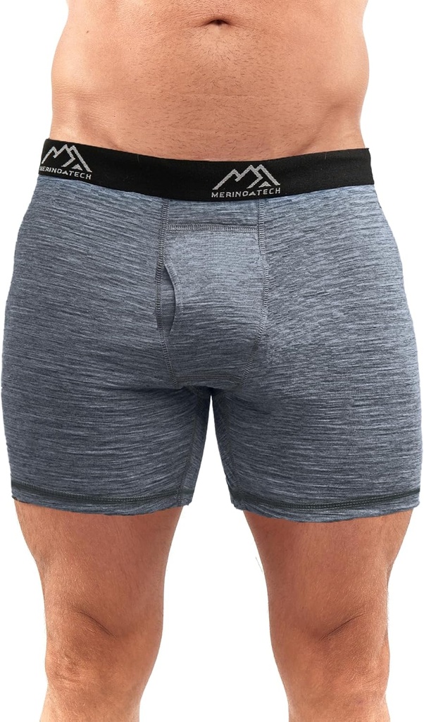 Merino.tech Merino Uld Mænd - 100% Merino Uld Long Boxer til mænd (Medium, 1 Pack - 170 Iron Extra Long)