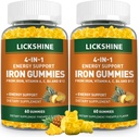 2 Pack Vegan 100MG jerntilskud Gummies for kvinder & mænd - med C-vitamin, A, B for voksne & børn - Energistøtte til jernmangel, anæmi - Ananas smag (120 Ct)