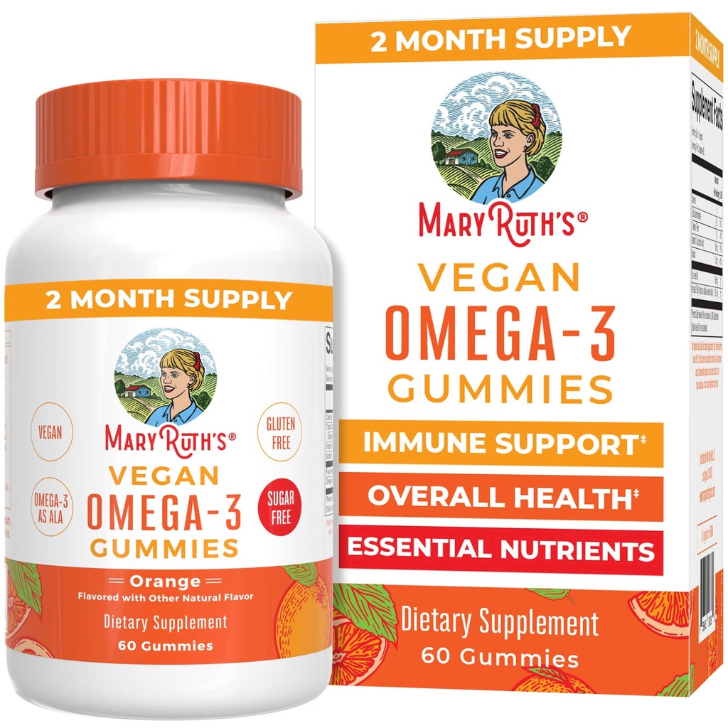 MaryRuth Organics Vegan Omega 3 Gummies for admirals against 124; 2 Måned Supply 124; Sukker Free Supplement med vitamin C