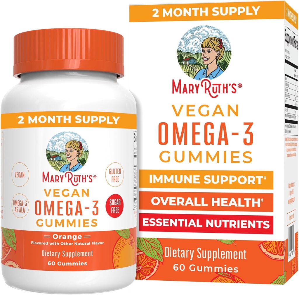 MaryRuth Organics Vegan Omega 3 Gummies for admirals against 124; 2 Måned Supply 124; Sukker Free Supplement med vitamin C