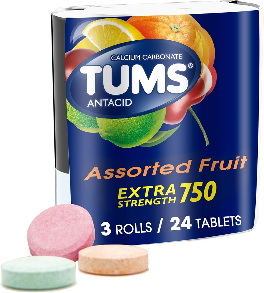 Advil Liqui- Gels minis 200mg Ibuprofen Pain Reliever Capsules and TUMS Fruit Antacida Chewable Tablets Heartburn Relief