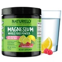 NATURELO Magnesiumpulver - hel mad rolig Magnesium pulver med quinoa, blomkål, & Flaxseed til Stress Relief, Raspberry Lemon 85 Servering, 15oz