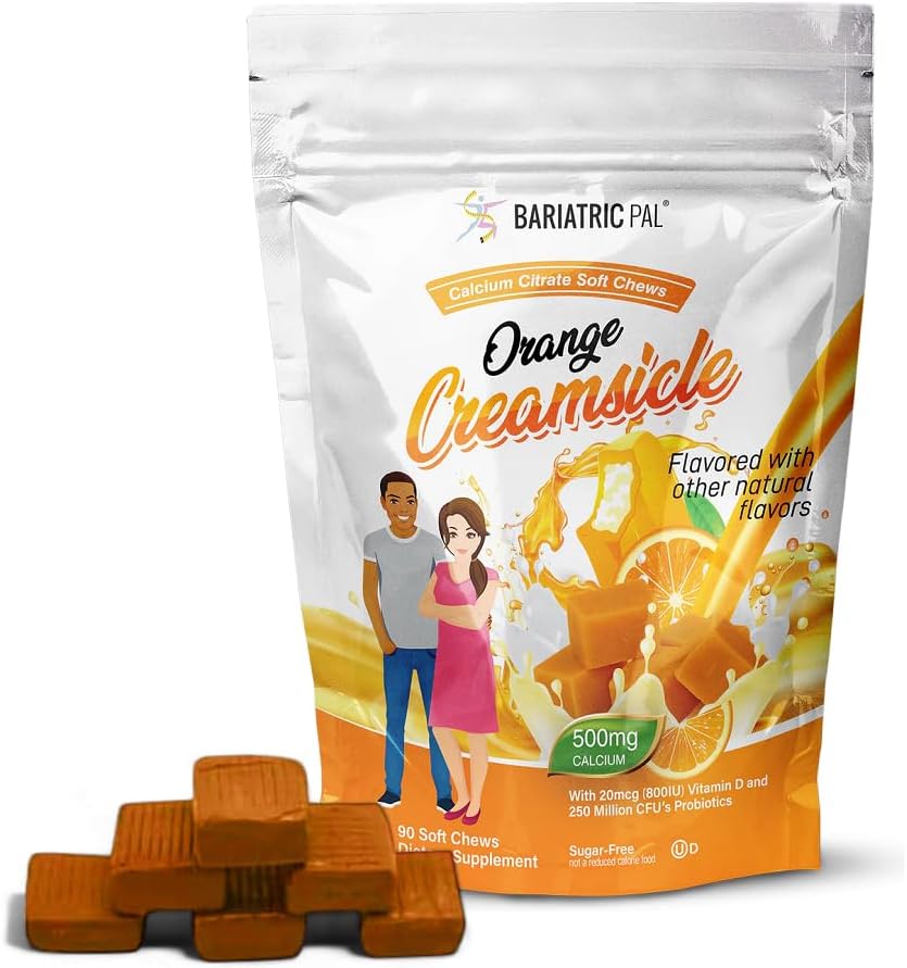 BariatricPal Sugar- Free Calcium Citrate Soft Chews ttesmå 124; 500mg med D-vitamin & probiotika