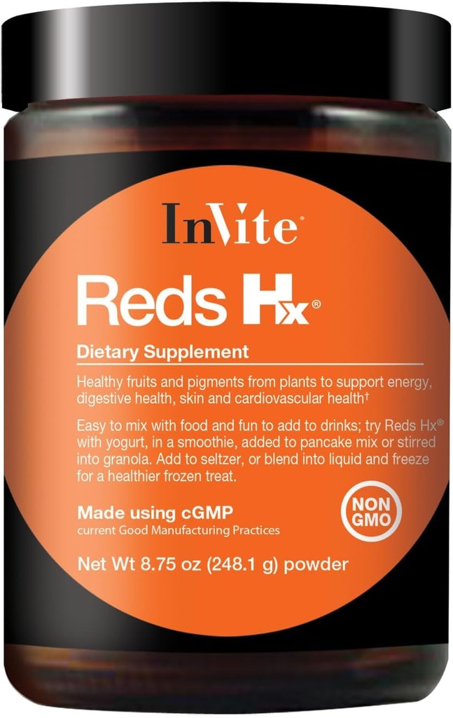 Inviter sundhed røde Hx ® -Frugt og grøntsager supplement, Superfood pulver -Formuleret med kraftfulde ekstrakter fra Spectrum af appelsiner, røde, Blues og purples Plus Probiotika - 30 Serveringer