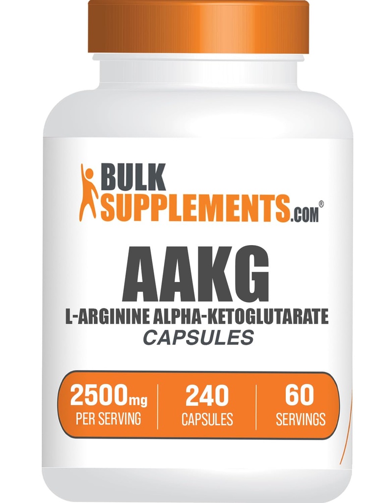BulkSupplements.com AAKG kapsler - L- arginin tillæg, nitrogenoxid tillæg - gluten fri, 4 kapsler per servering, 240 greve (pakning med 1)