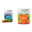 OLLY Kids Chillax, Magnesium Gumies Plus L- Theanine, Lemon Balm & Hello Happy Gummy Worms, Mood Balance Support, D-vitamin, Safran, Voksen Chewable Supplement, Tropical Zing - 60 Greve
