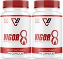 LIVORKA Vigor 8 Premium Formel til mænd, Support Supplement til mandlige - 120 Kapsler (2 Måned Supply) - pakke med 2