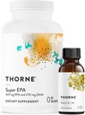 THORNE - Super EPA (90 Gelcaps) & D-vitamin + K2 (1 Oz) Bundle - Understøtter ben sundhed, muskelstruktur og fælles sundhed - Gluten, Dairy & Soy- Free
