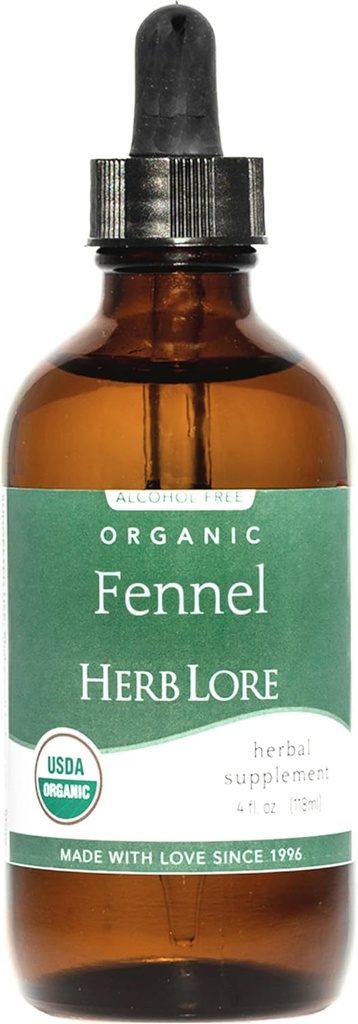 Herb Lore Organic Fennel Seed Tincture - Soothes Gas & Bloating - Lactation Support Supplement - 4 fl oz